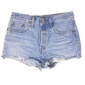 Levis Premium 501 Original Fit Shorts Light Wash Distressed Denim W28*